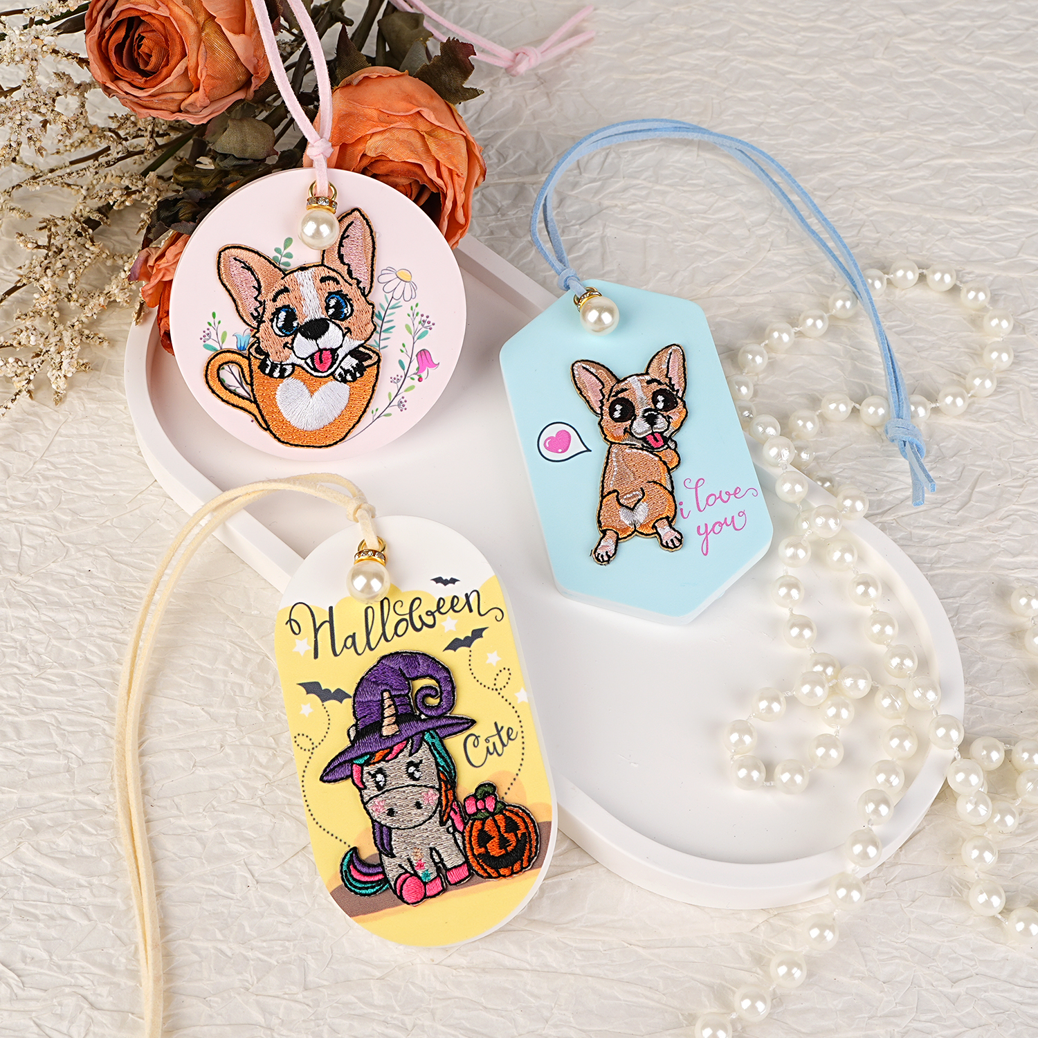 Wholesale Hanging Embroidered Patch Gypsum Aroma Stone Diffuser