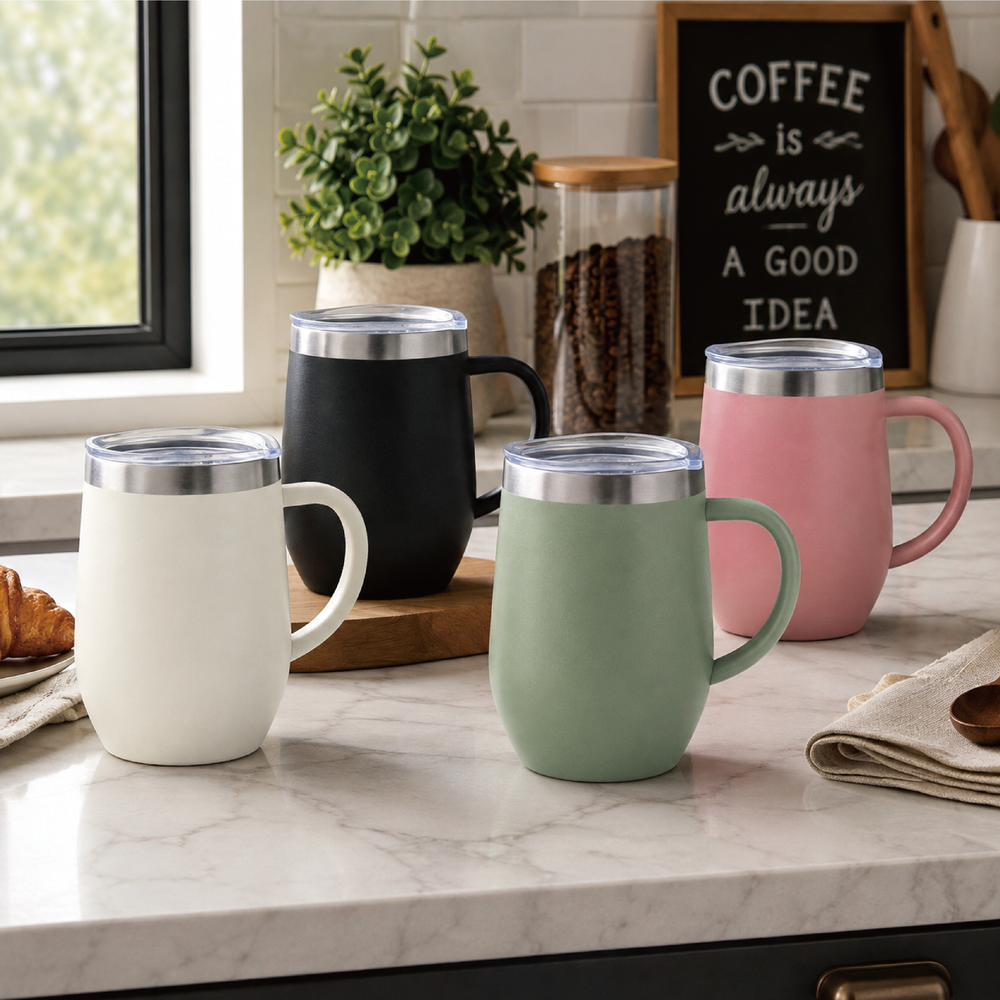New creative 12oz egg shell 304 stainless steel large-capacity insulated cup with portable handle