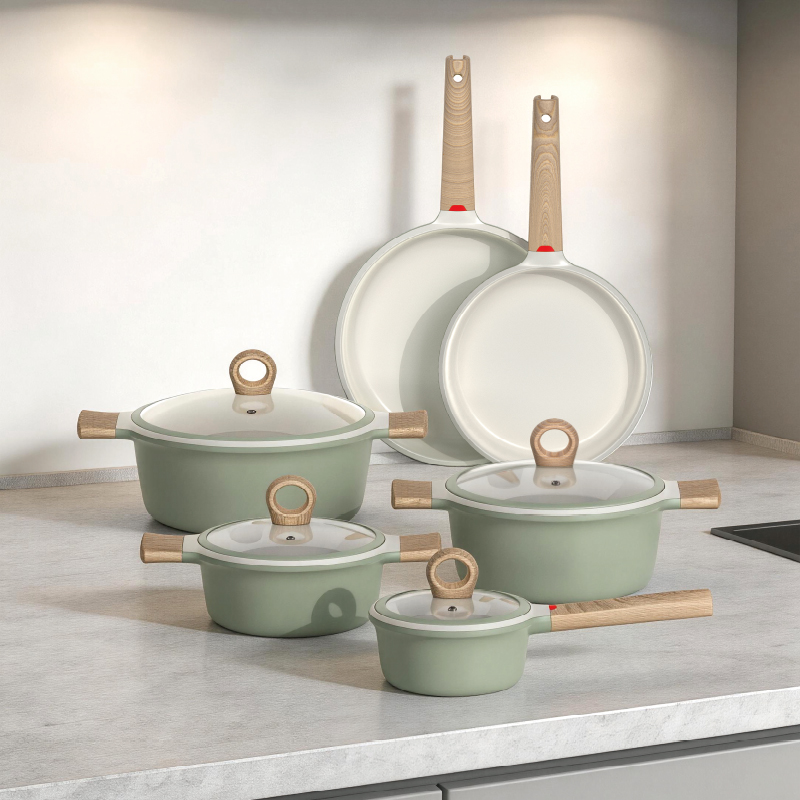 Die cast aluminum non-stick cooking pot set