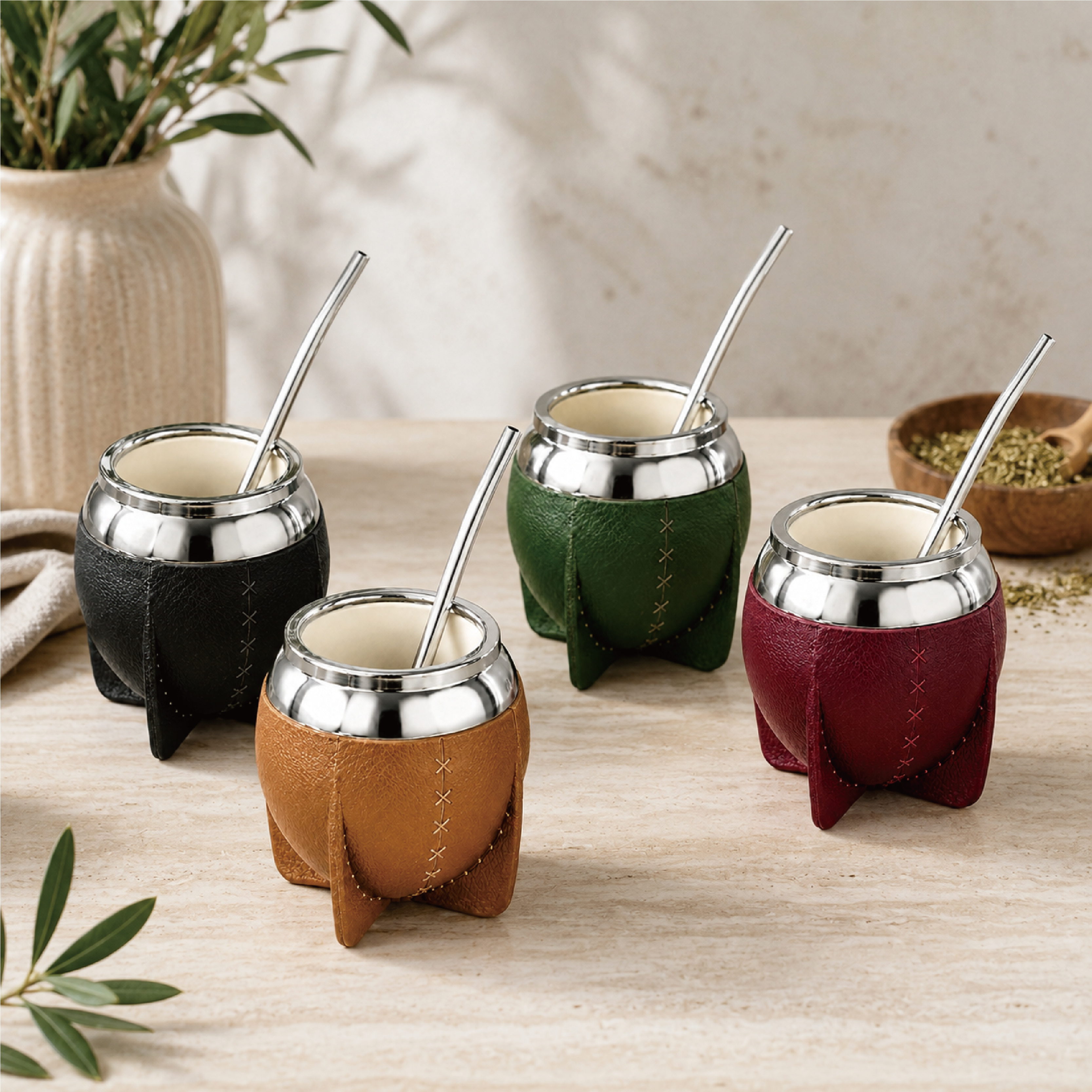 Double-layer stainless steel straw mazai cup with heat protection and cold preservation function