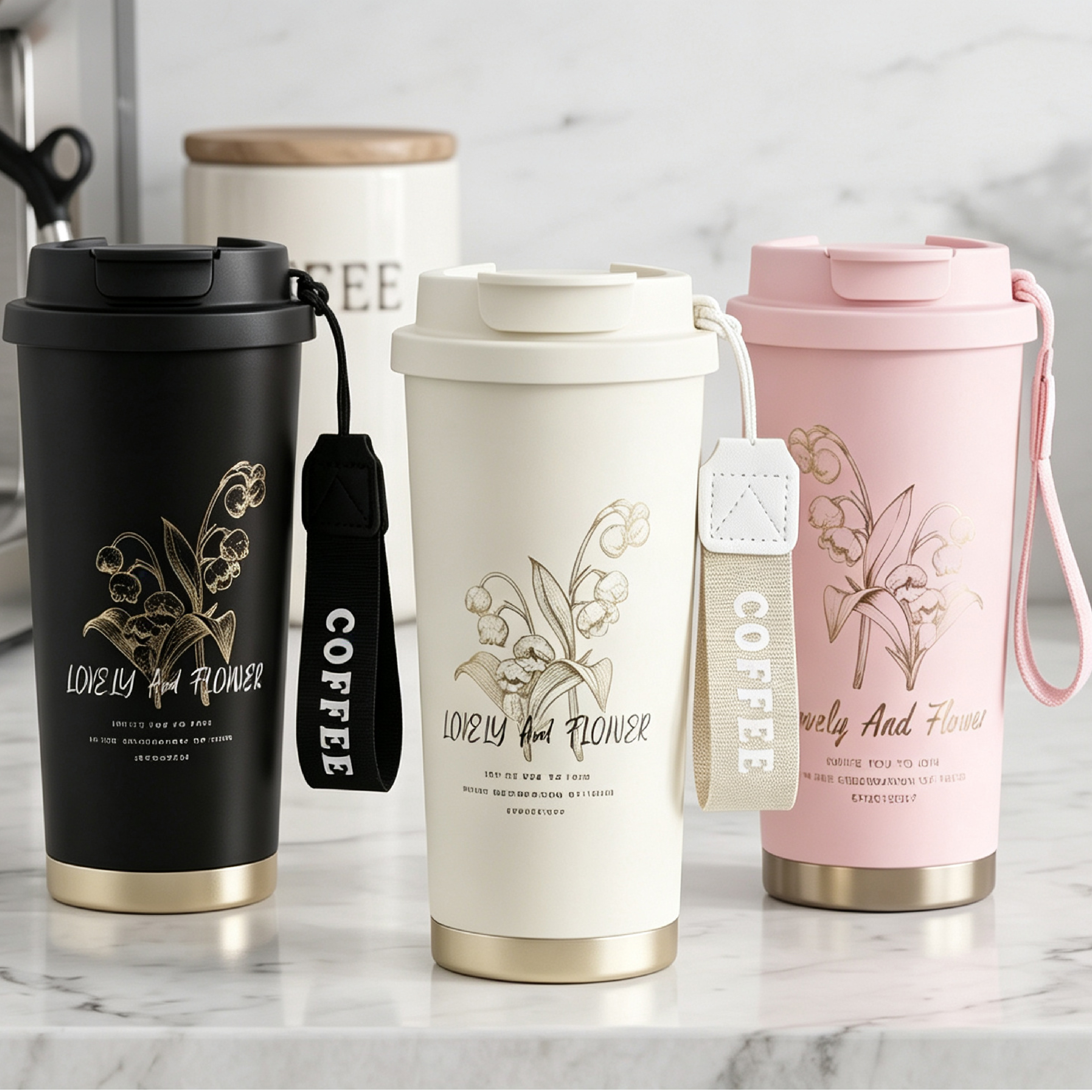 500ml Stainless Steel 304 Insulated Travel Coffee Mug with Lid Vacuum Thermo Tumbler Cups