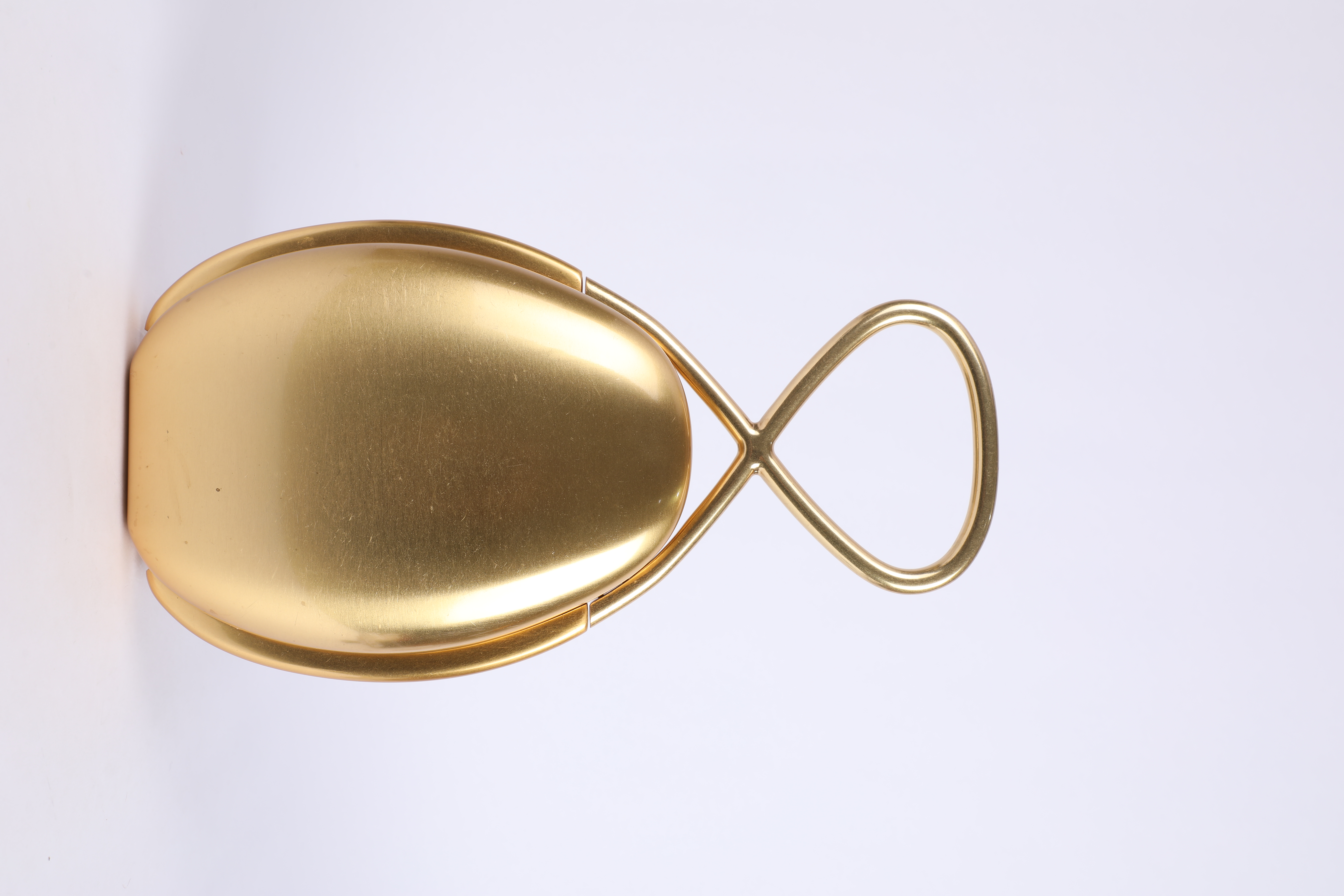 Gold Egg-Shaped Ring-Handle Metal Evening Bag