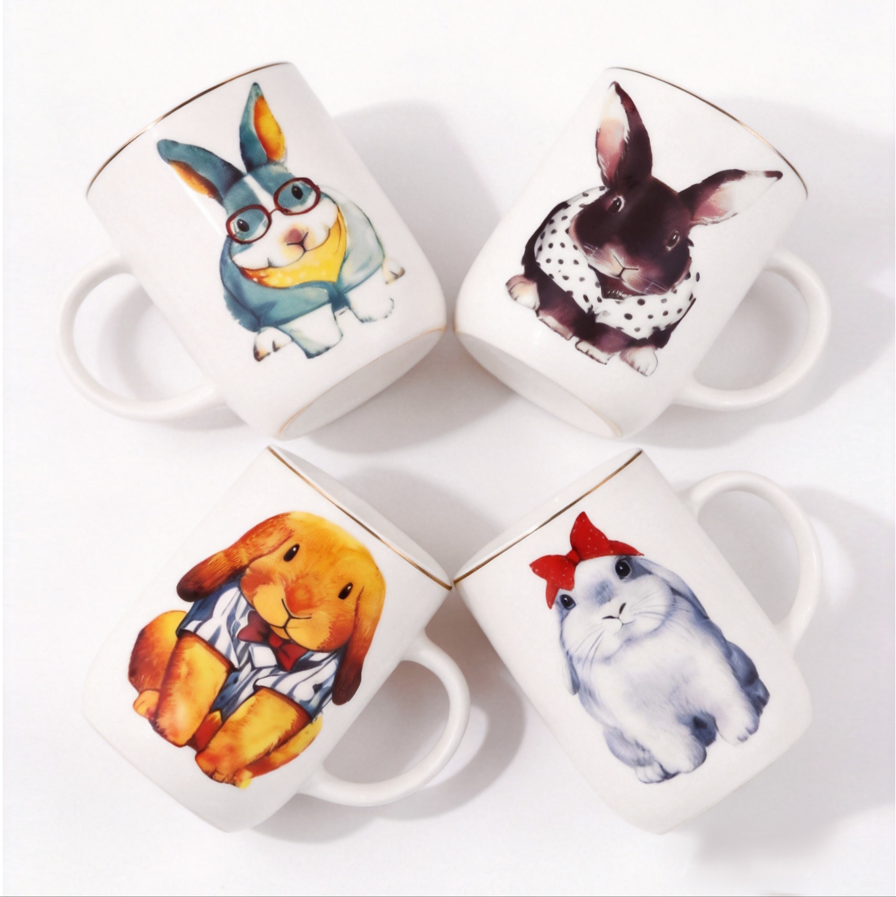 Cute Bunny Family Ceramic Mugs