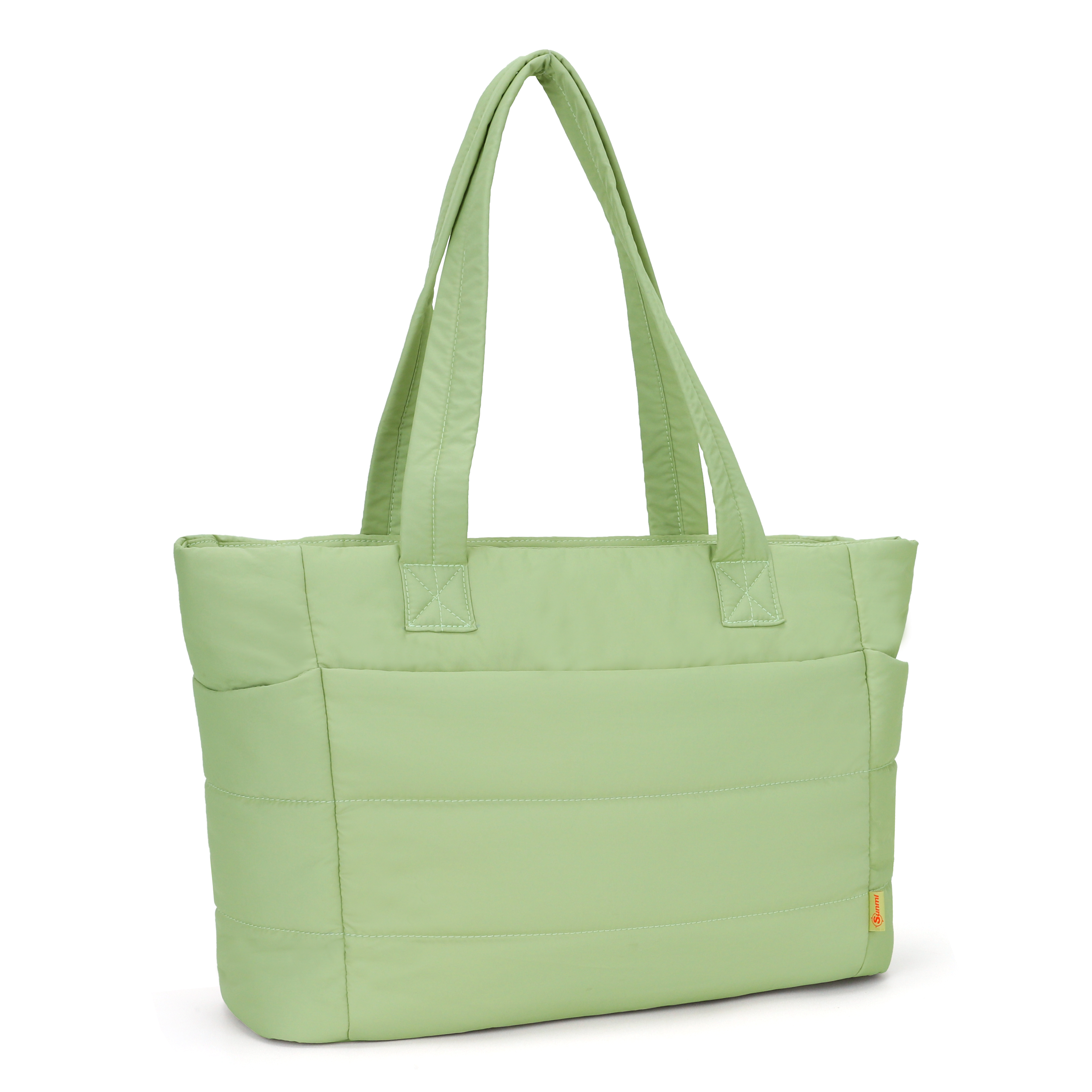 SN70335J Avocado Green Quilted Tote Bag