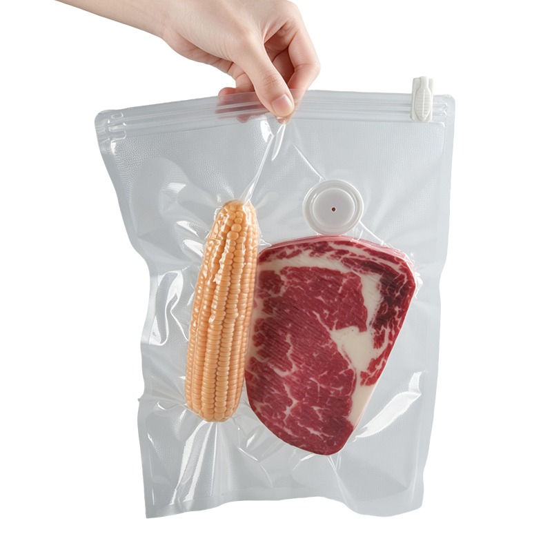 Vacuum zipper air valve food bag