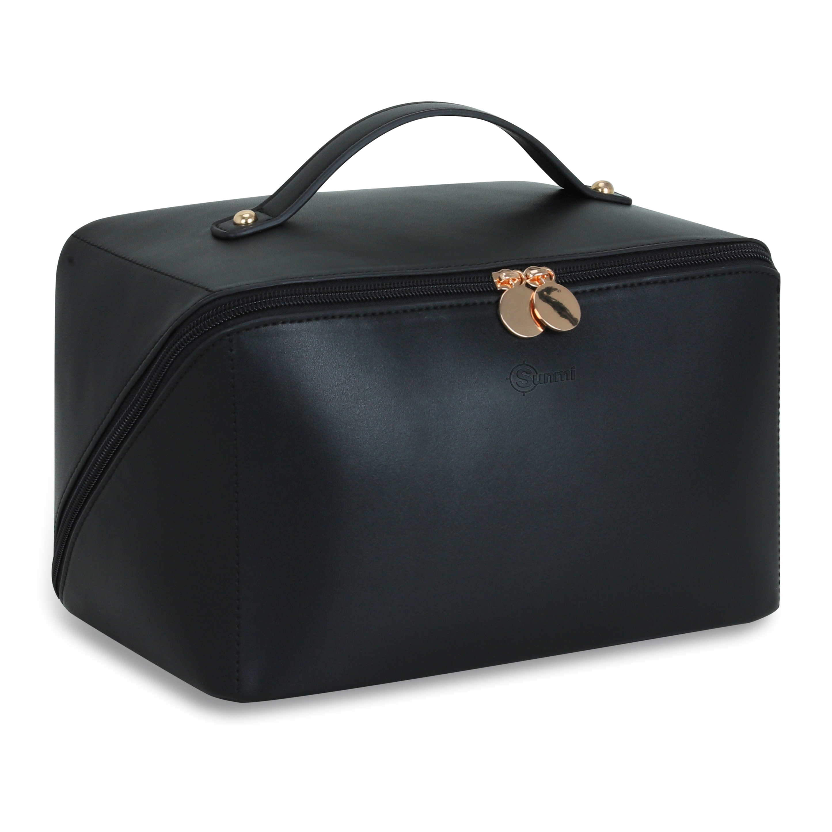 Black Leather Handbag Cosmetic Bag
