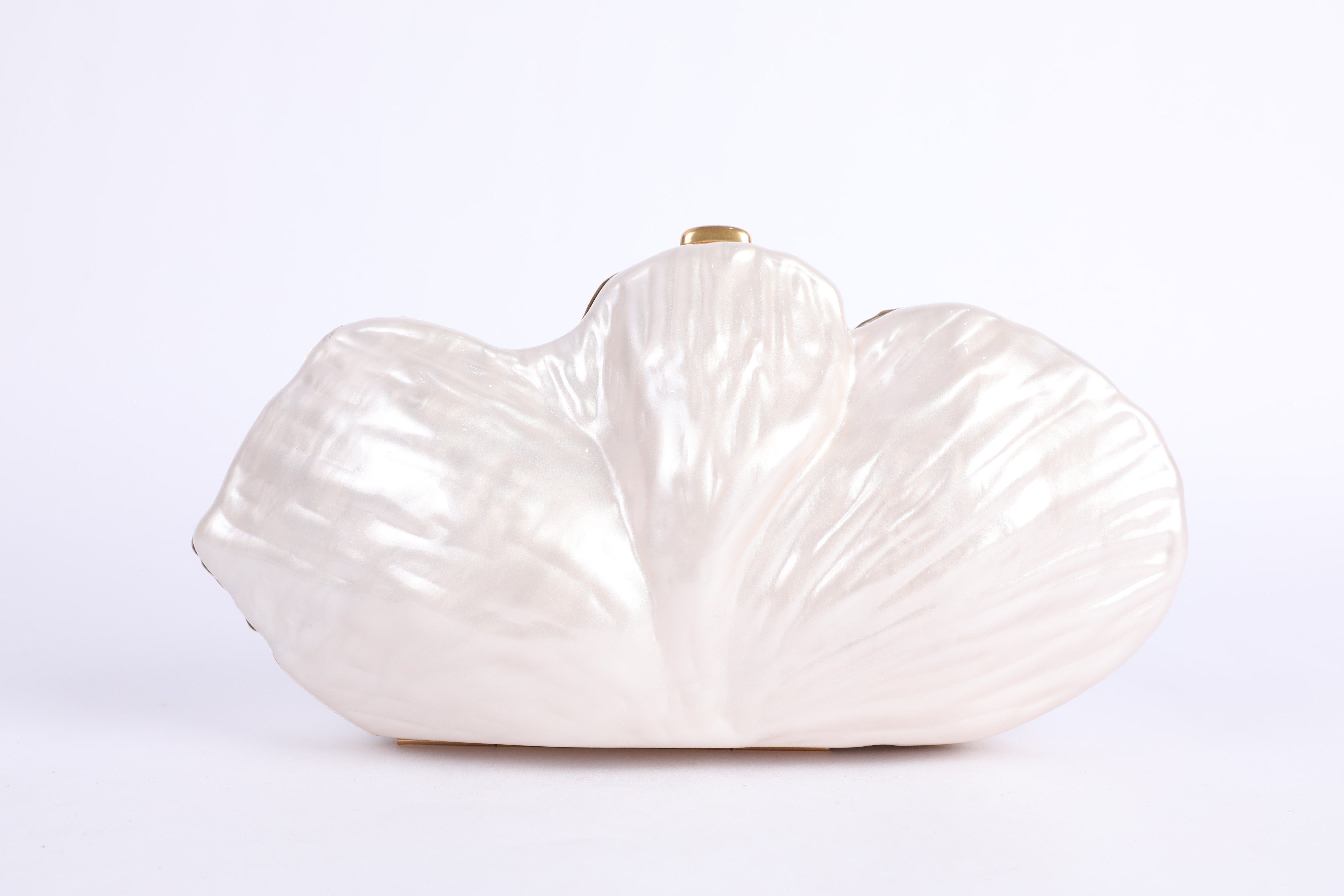 Pearlescent White Shell-Shaped Acrylic Evening Clutch