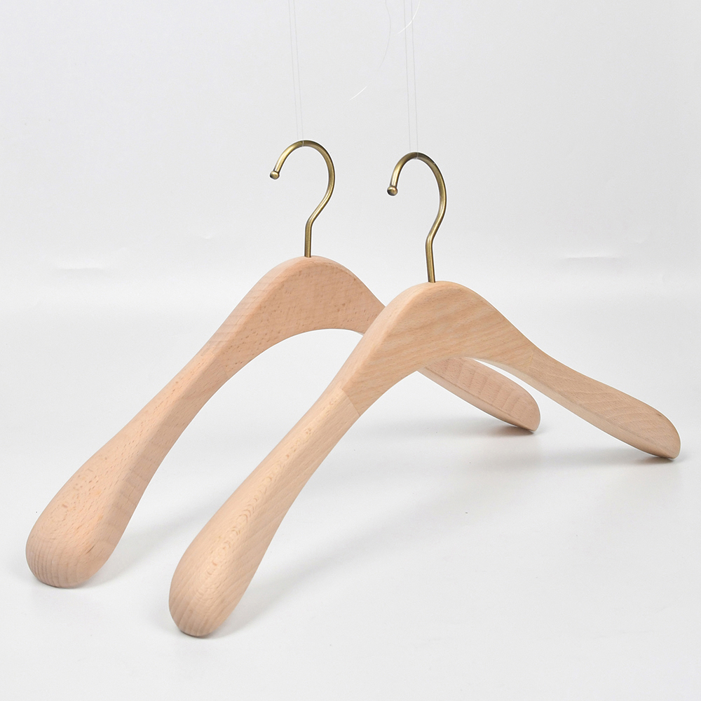 Custom wooden hanger logo luxury hanger wood coat clothing hanger for men's