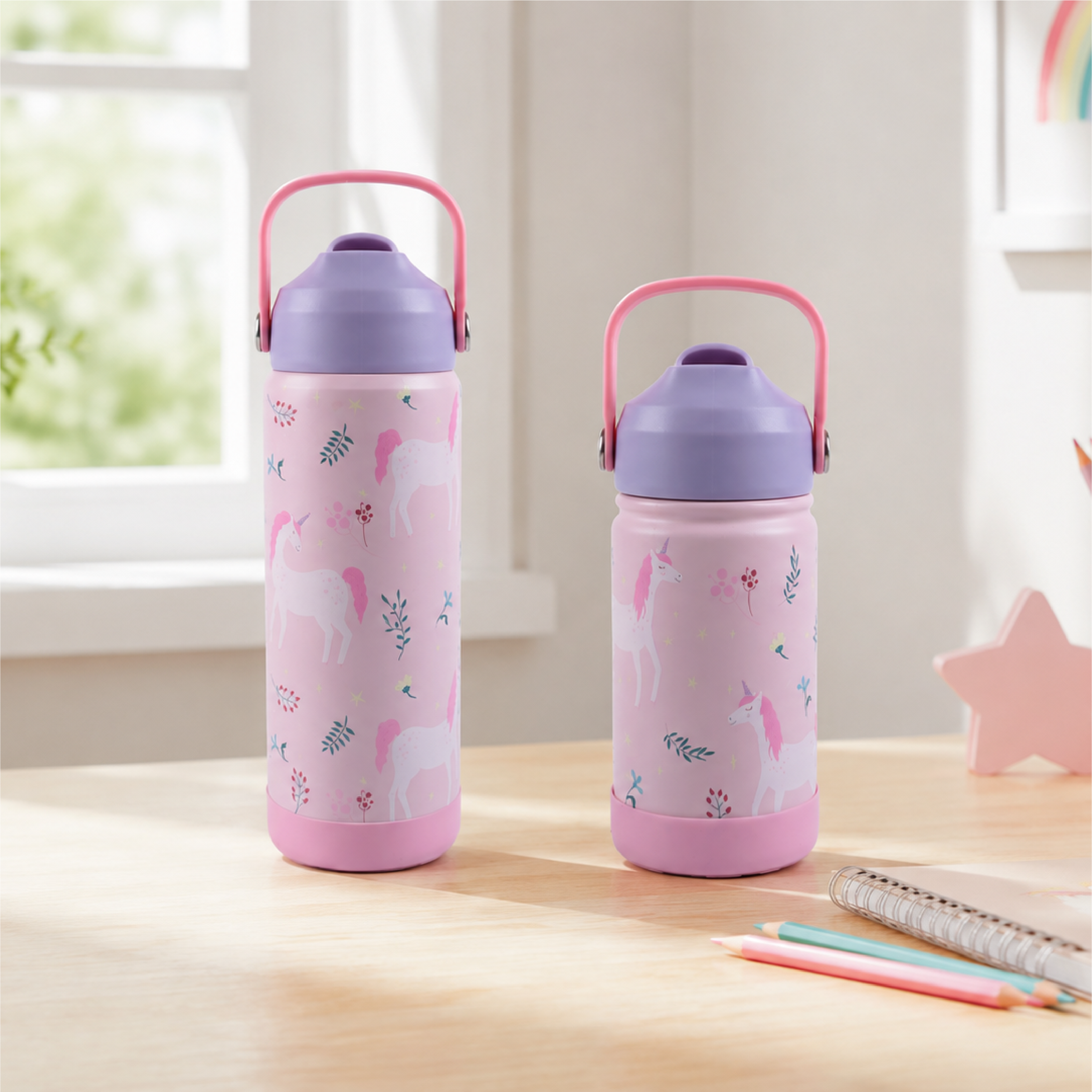 Customized Vacuum Insulated Water Bottle Flask Camping Sports Bottle with Handle Stainless Steel 304