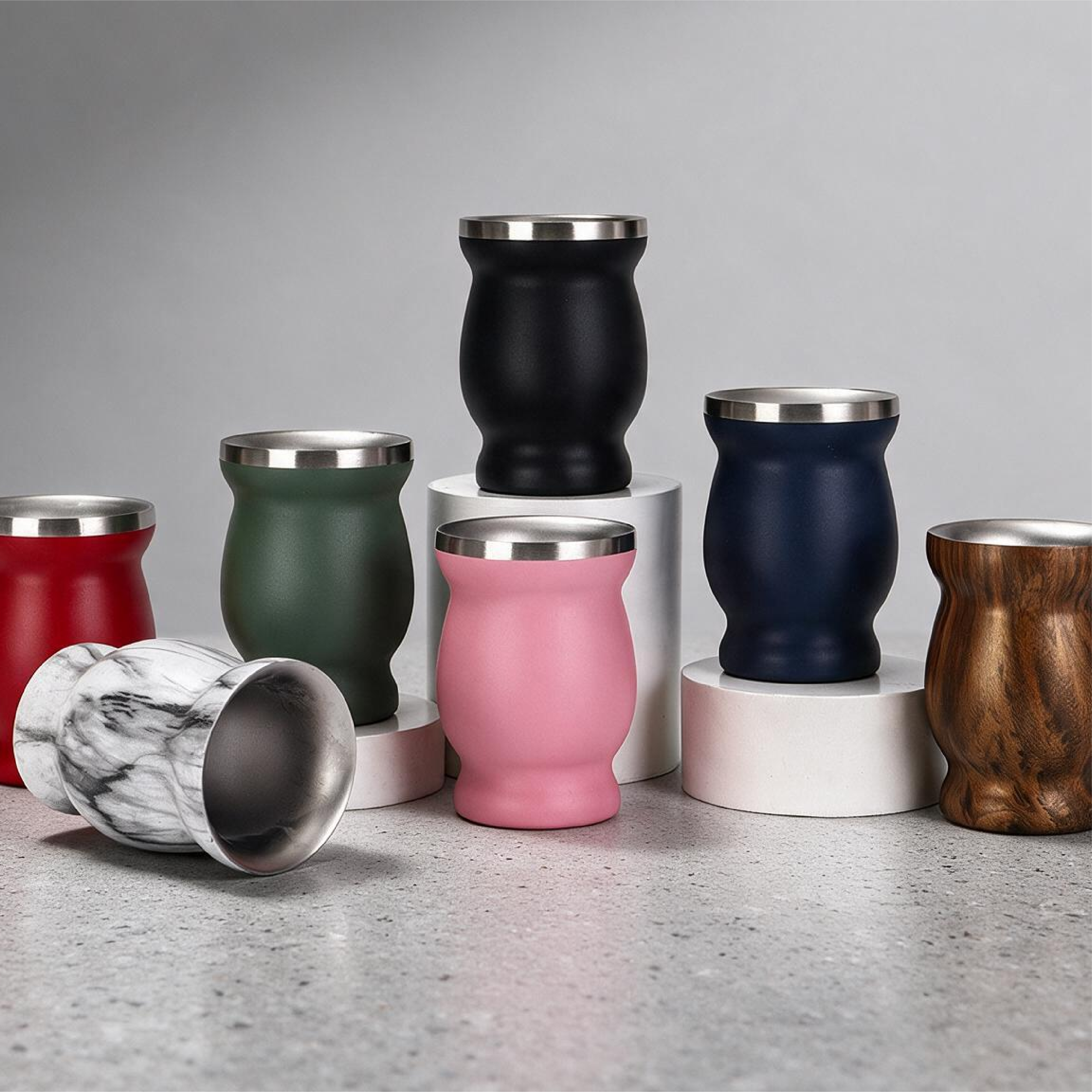 Stainless steel 8oz mini wide-mouth mazda cup with drinking straw and spoon
