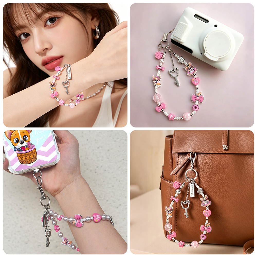 Factory Ready-Made Y2K-Style Beaded Keychain, Phone Charm, Bag Charm