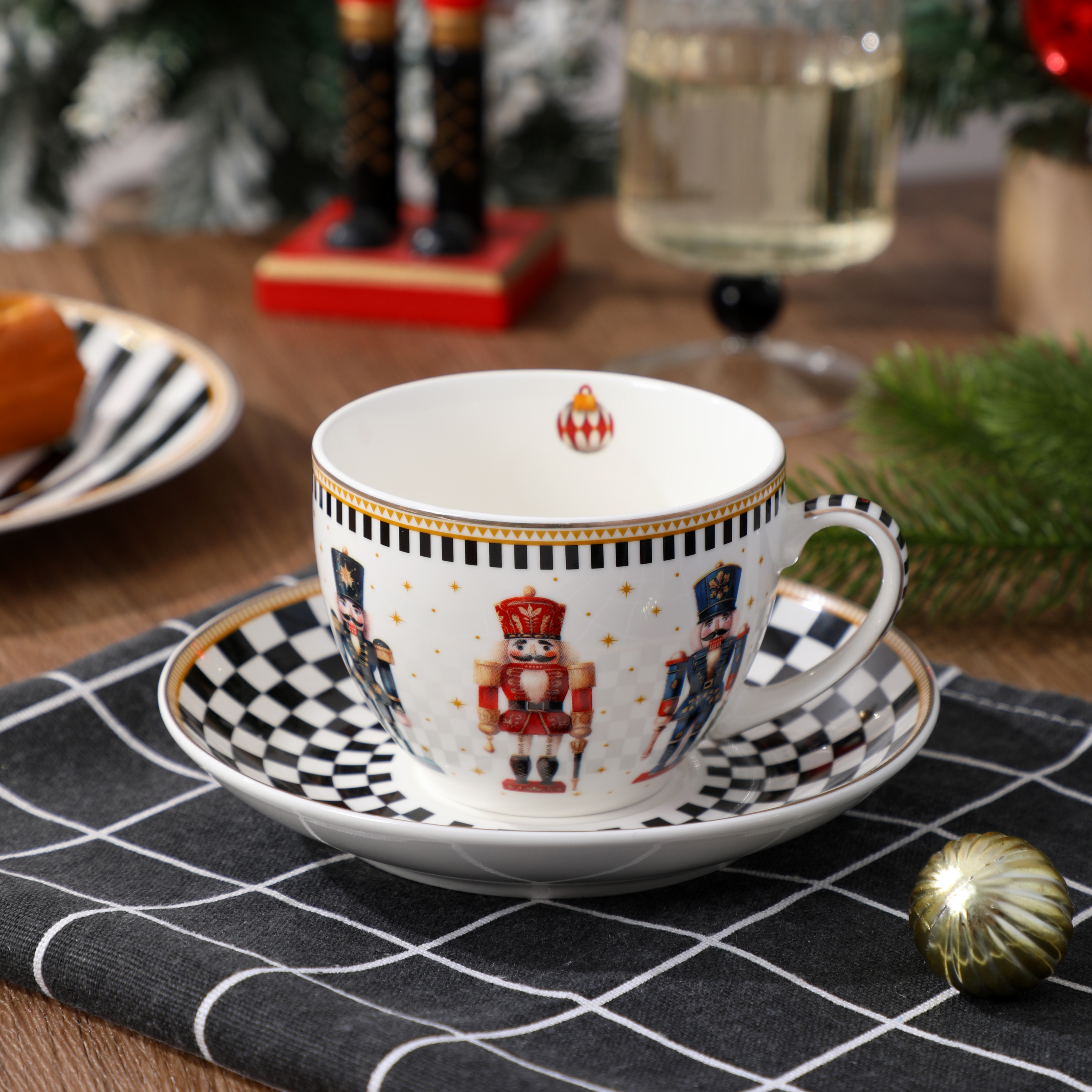 Nutcracker Christmas Ceramic Mug & Saucer Set