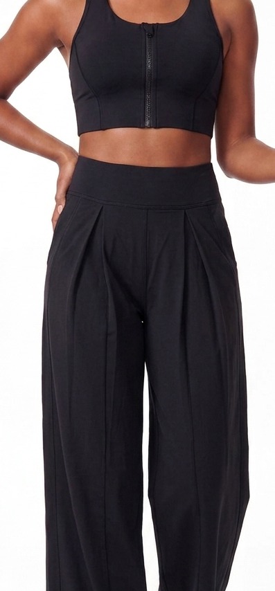 Zip Bra & Pleated Wide-Leg Set