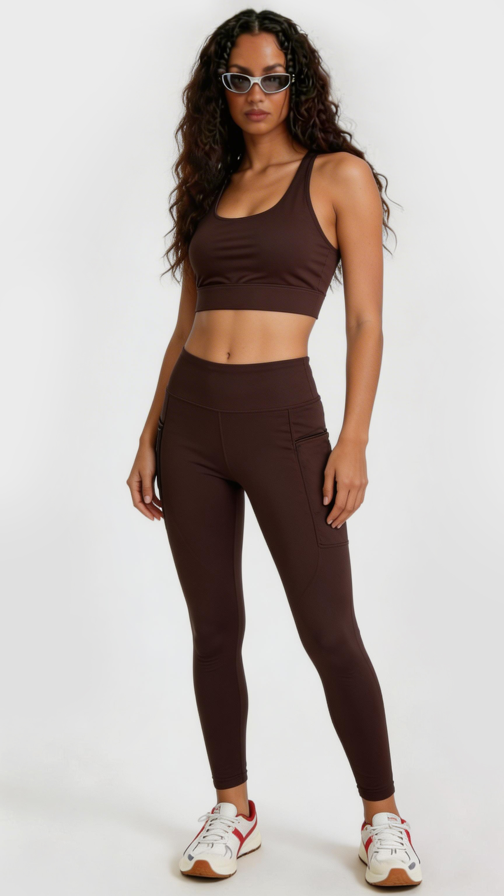 Strappy Mesh-Back Bra & Pocket Legging Set