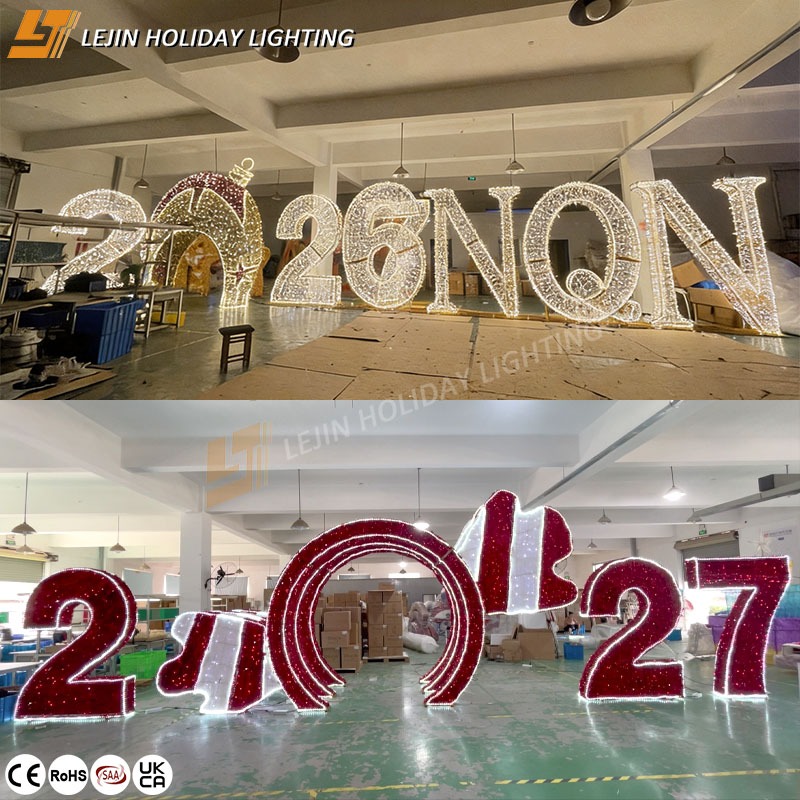 Factory Customized Text Patterns 2026(7) Outdoor Christmas Decoration 3D Motif Light