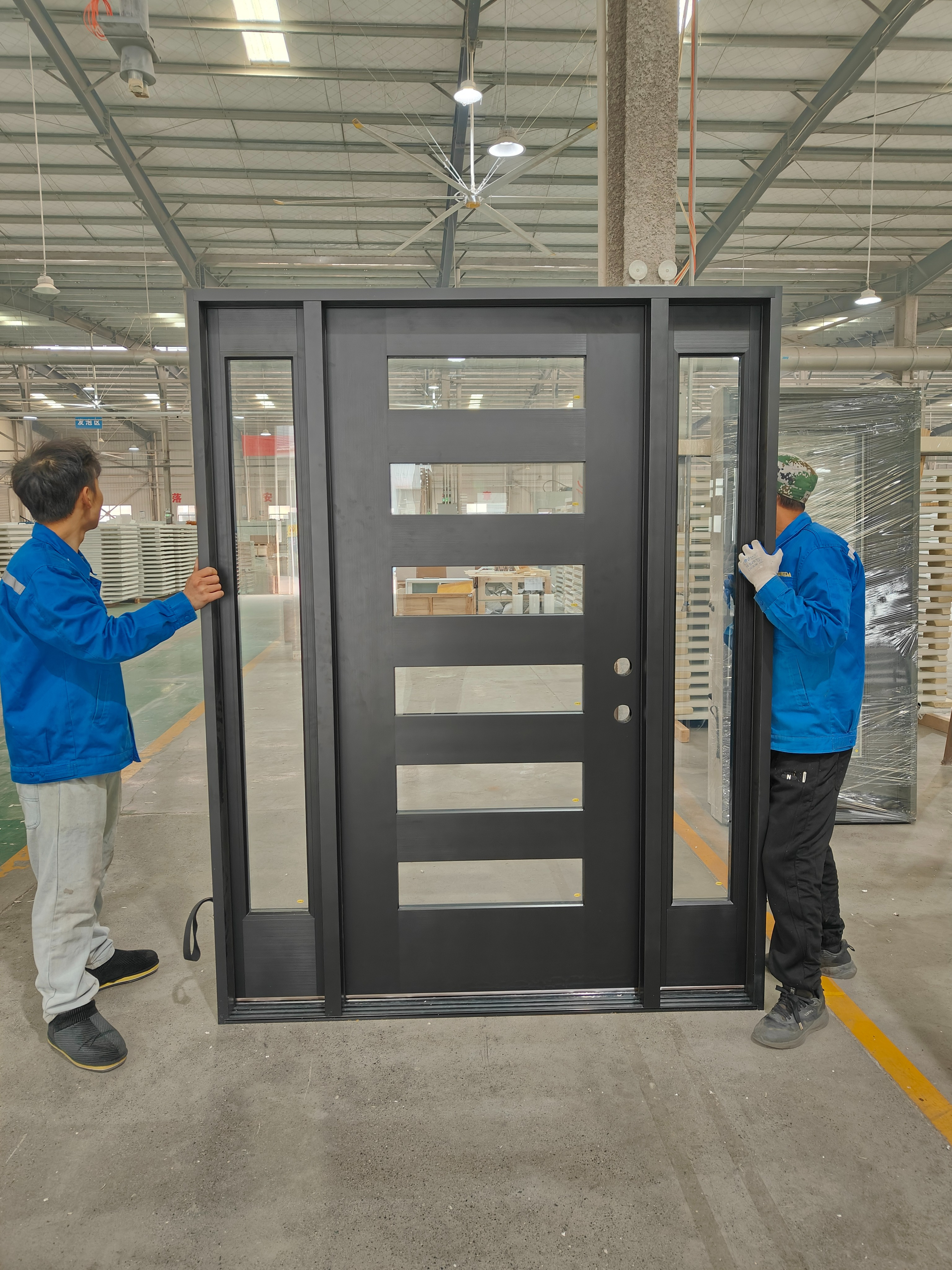 5 Lite Flush Glazed Three Door Fiberglass Prehung Doo Entry Door