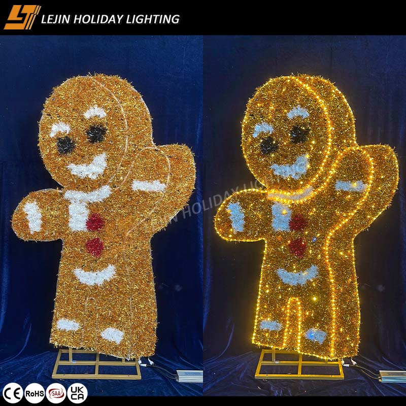 LEJIN HOLIDAY LIGHTING Factory Customization Street Seaside Garden Outdoor Decoration Gingerbread Man Motif Light