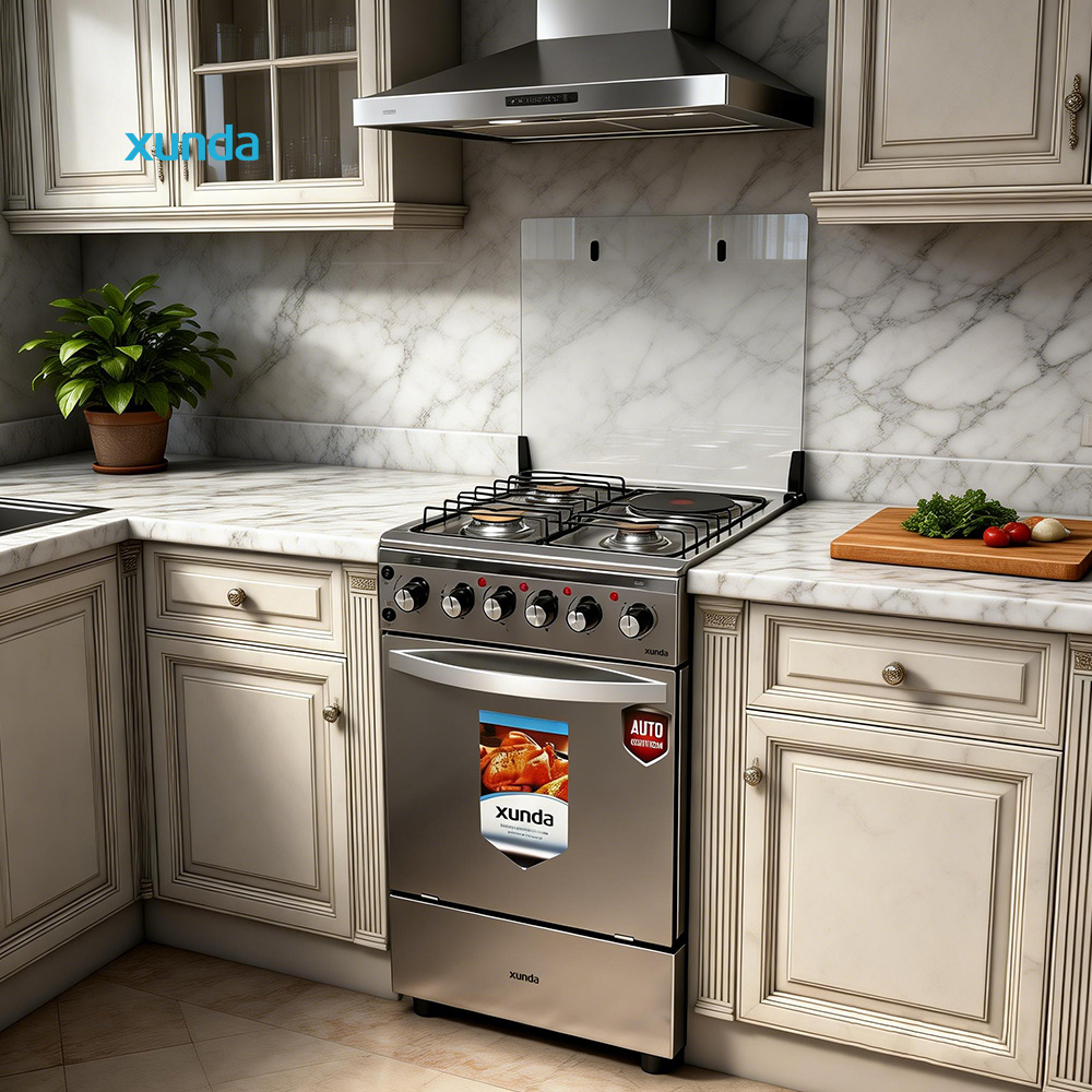 Xunda Freestanding Gas Electric 4 Burner Oven Stainless Steel Range and Electric Cooker Stove Oven Gas Stove With Oven and Grill
