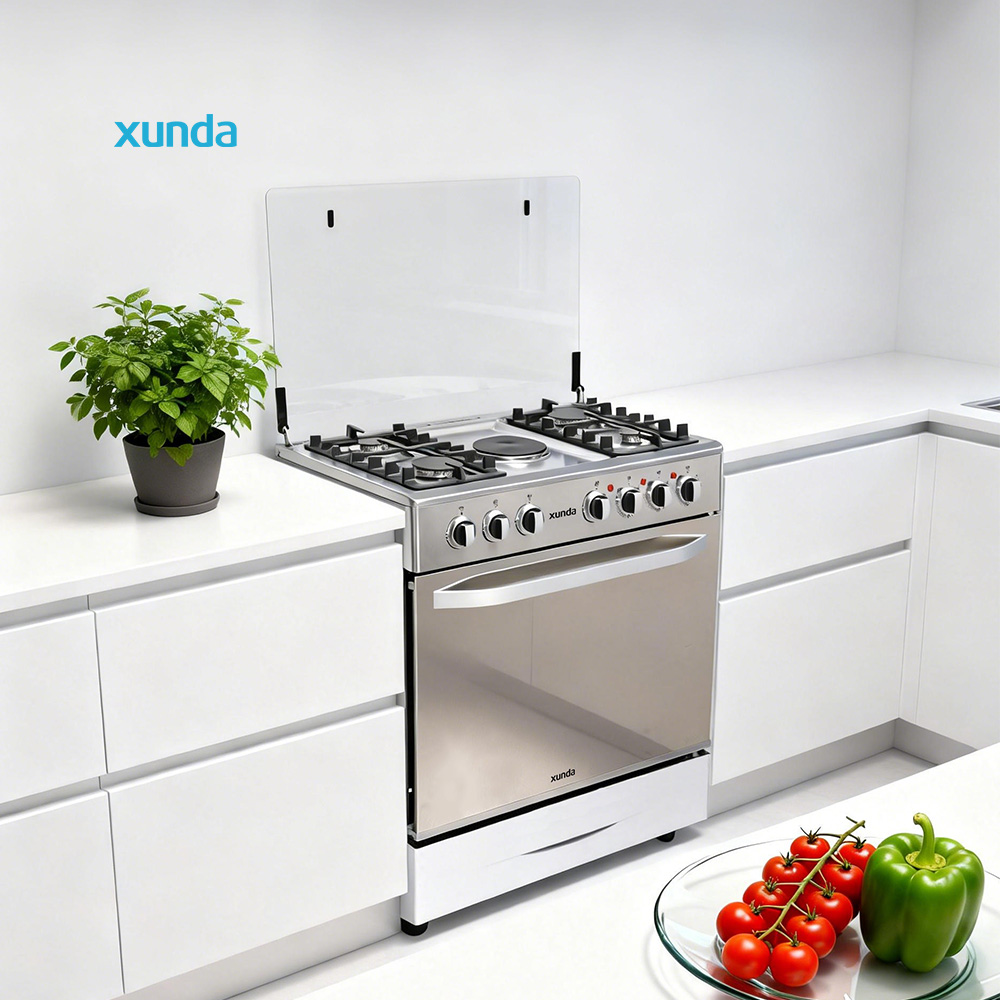 Xunda 76x50cm 5 Burner 4 Gas 1 Electric Freestanding Combi Oven Stainless Steel Kitchen Bakery Stove Electric Range with Oven