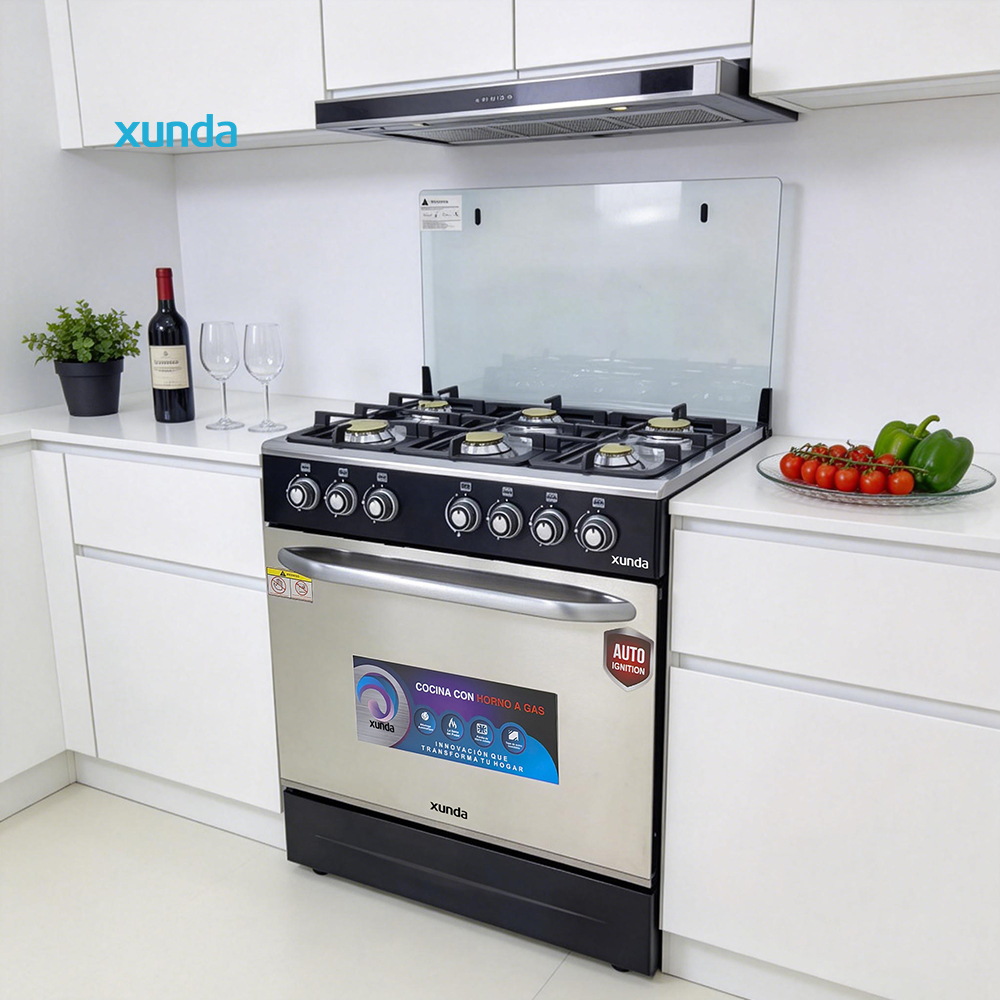 Xunda Cuisiniere a Gaz Combi Oven 3-in-1 Standing Oven 76x50 with 6 burner Gas Stove Built in Gas Oven Estufa De Gas for Kitchen