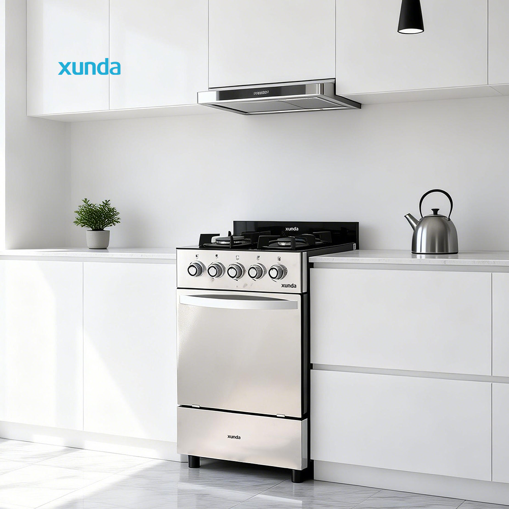 Xunda 50*50cm Commercial Stainless Steel 4-Burner Freestanding Gas Oven CKD/CBU Multi-Functional 4 burner Gas Stove with Oven