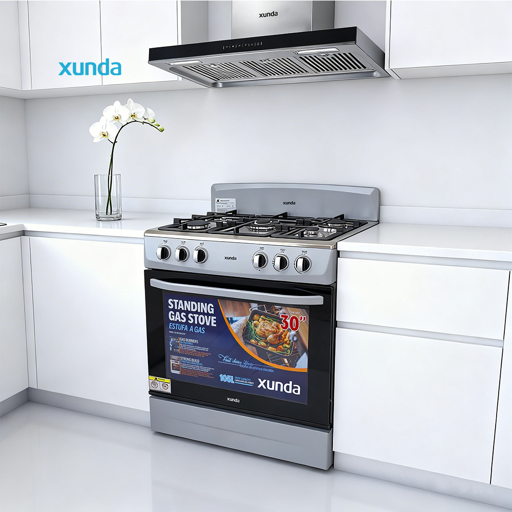 Xunda Wholesale 30" 5 burner Freestanding Gas Range Oven High Quality Multifuncional Built-in Oven Cuisiniere a Gaz Avec Four