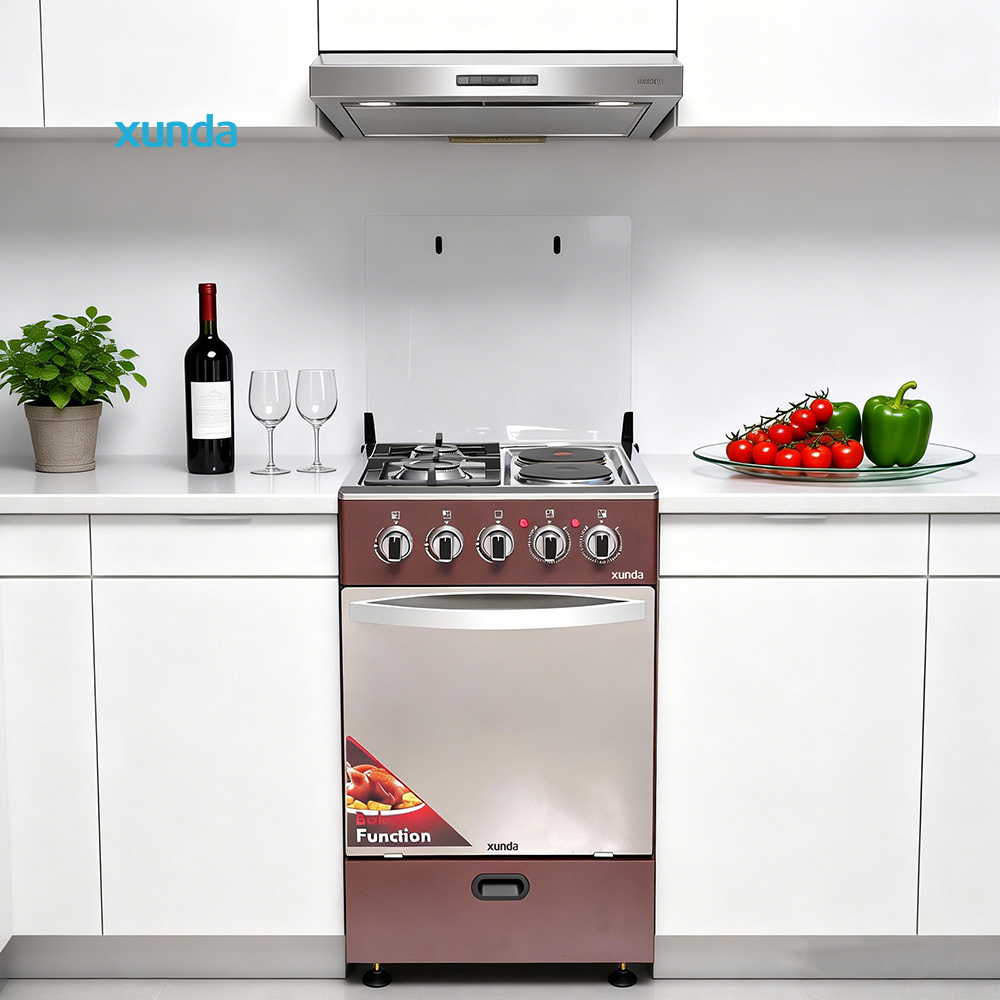 Xunda Factory Supply Kitchen Appliance Freestanding 4 Burner 2 Electric Hotplate and 2 Gas Stove Cooker with Built in Gas Oven