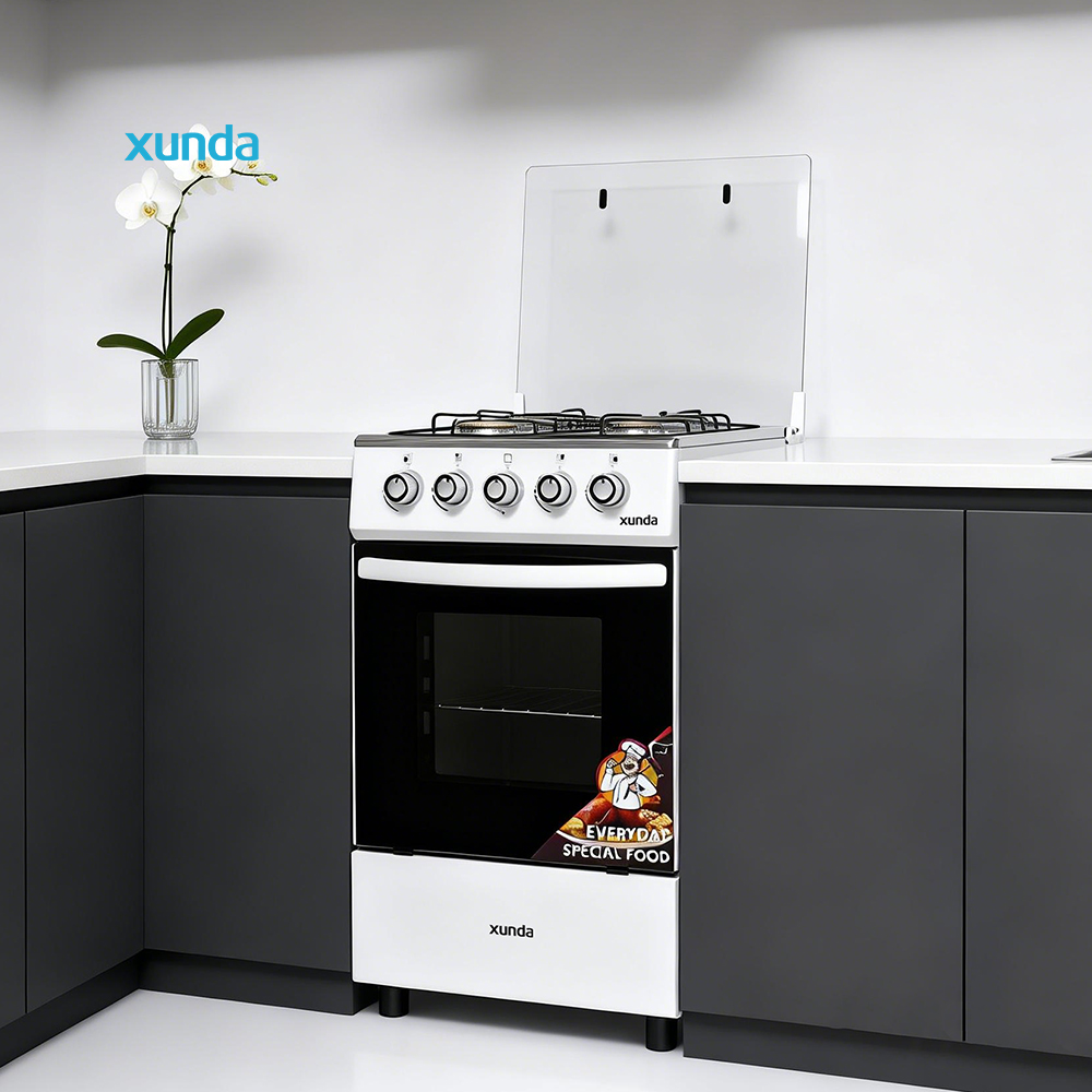 Xunda Cheap Price 500mm Built in Oven White 4 Gas Burners Free Standing Gas Cooker Stove and Oven Estufas De Gas Con Horno