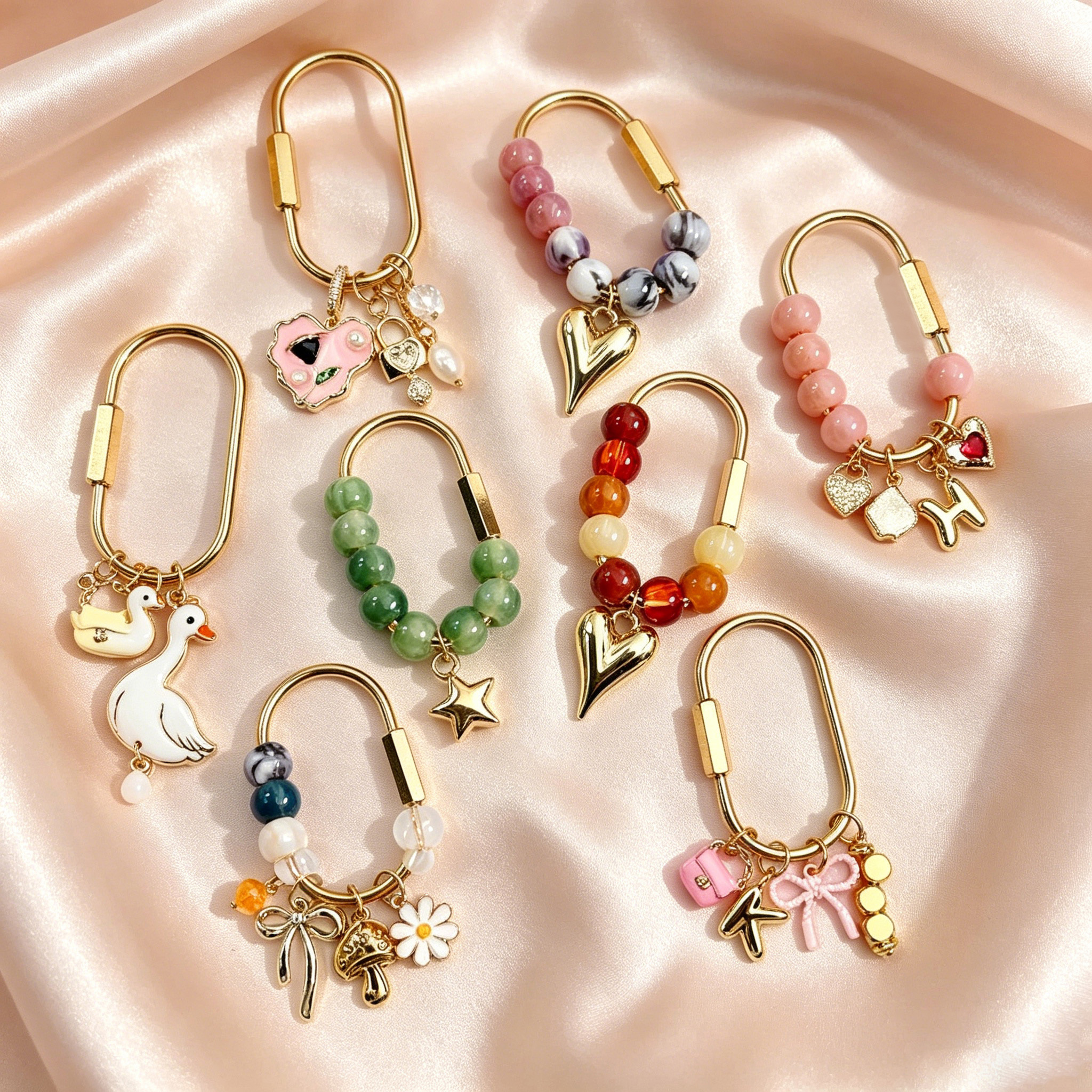 Custom Soft Enamel Charm Beaded Keychain Mini Bag Charm