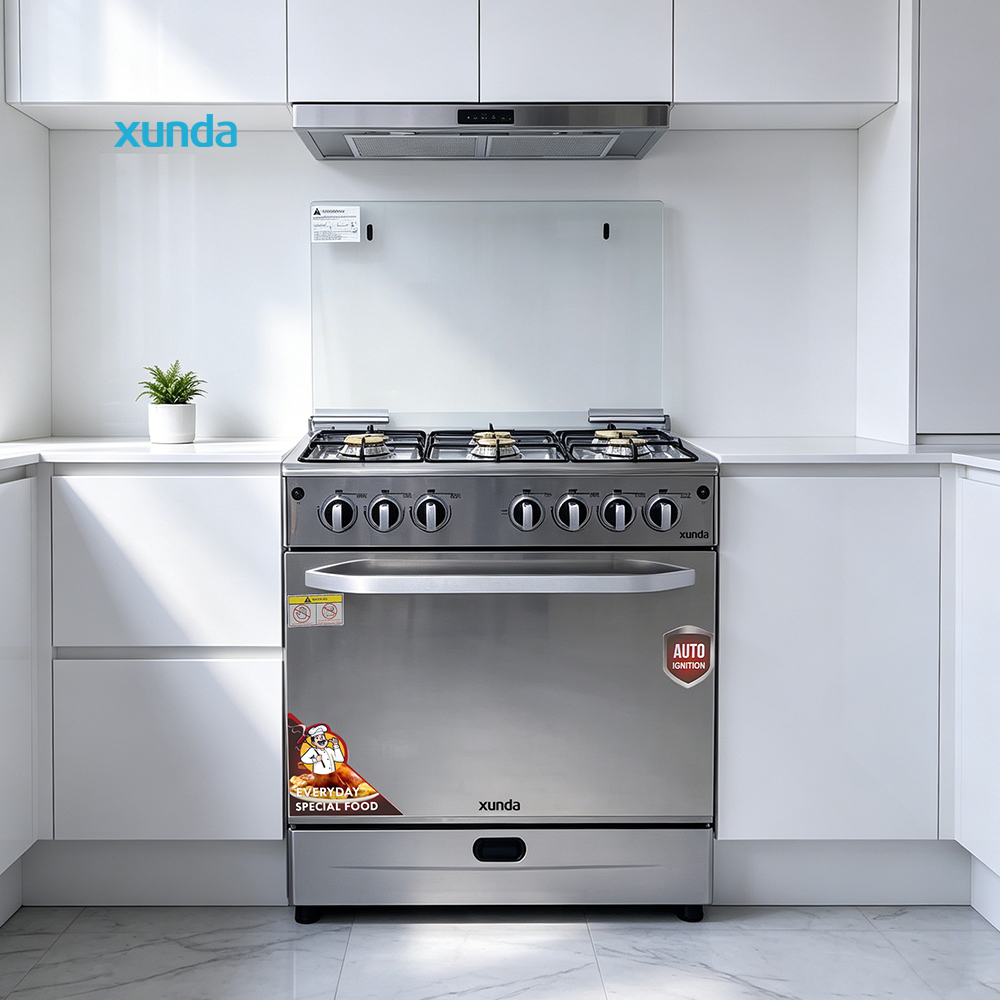 Xunda OEM Factory Gas Cooker with Oven Stainless Steel 6 Burner Combination Oven Gazinire Four Gas Stove with Pizza Oven