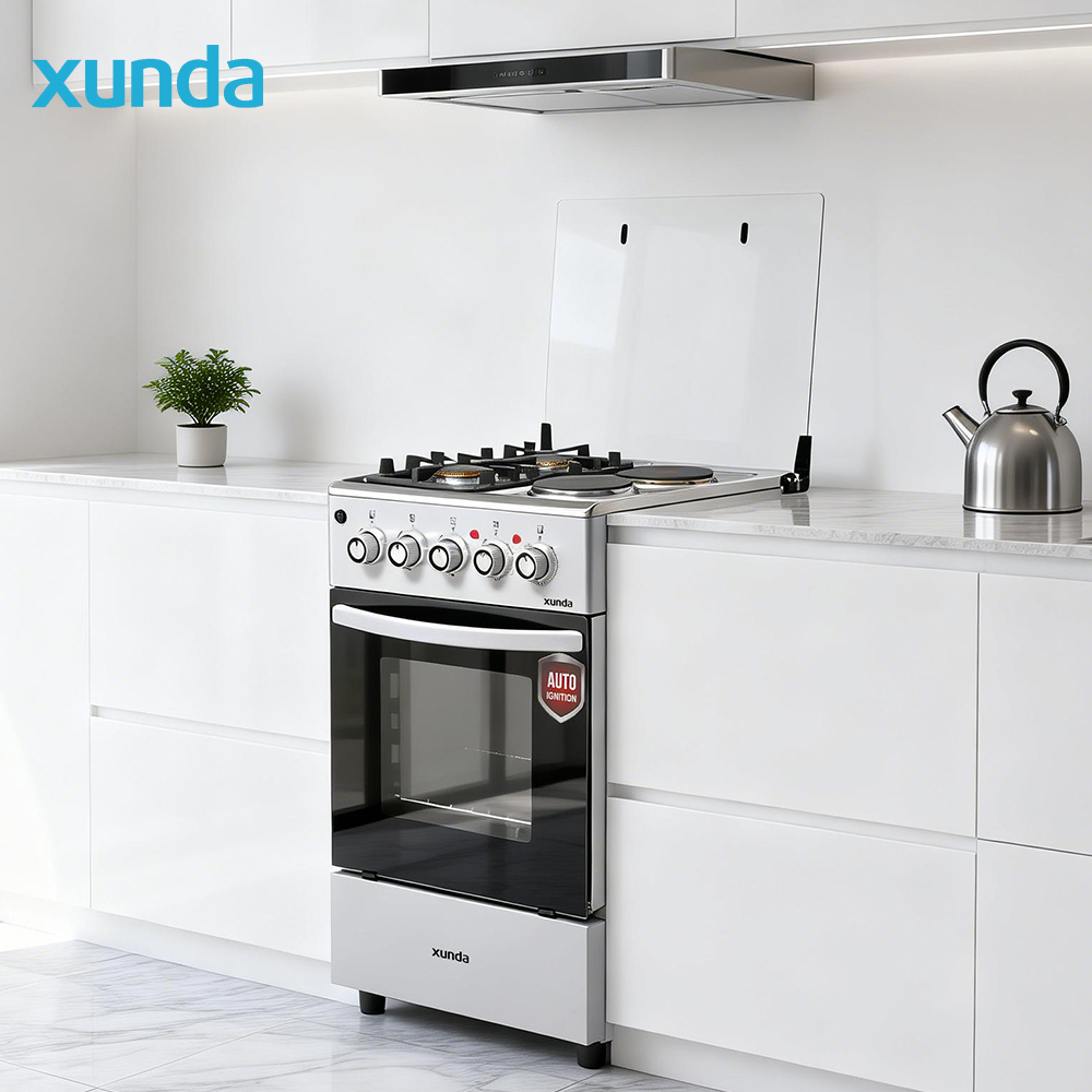 Xunda Household Multifunctional 4 Burners Gas Stoves with Freestanding Oven Kitchen Combustible 2 Gas 2 Electric Oven for Baking
